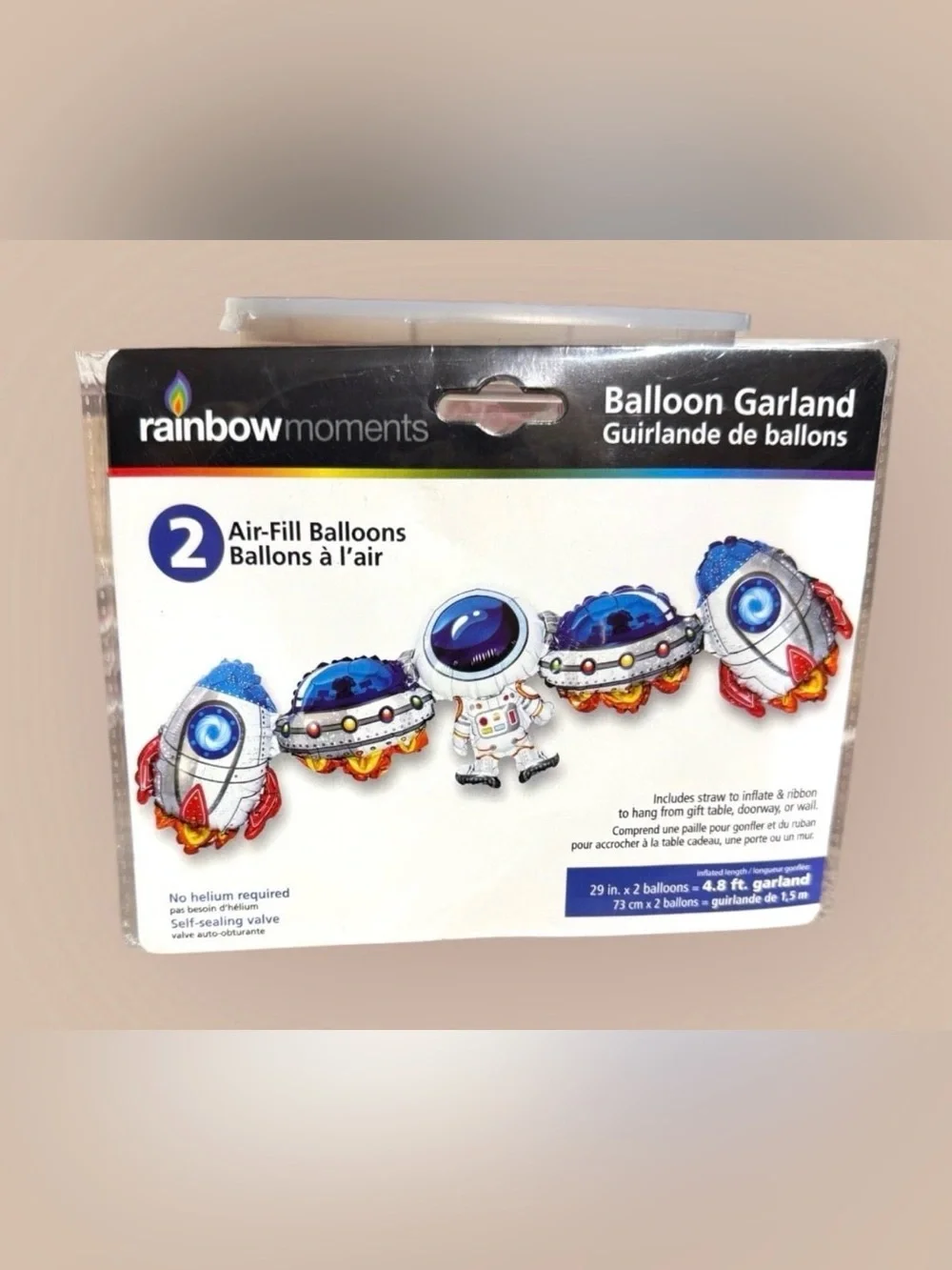 Rainbow Moments Space Themed Balloon Garland with Astronaut & Satellites